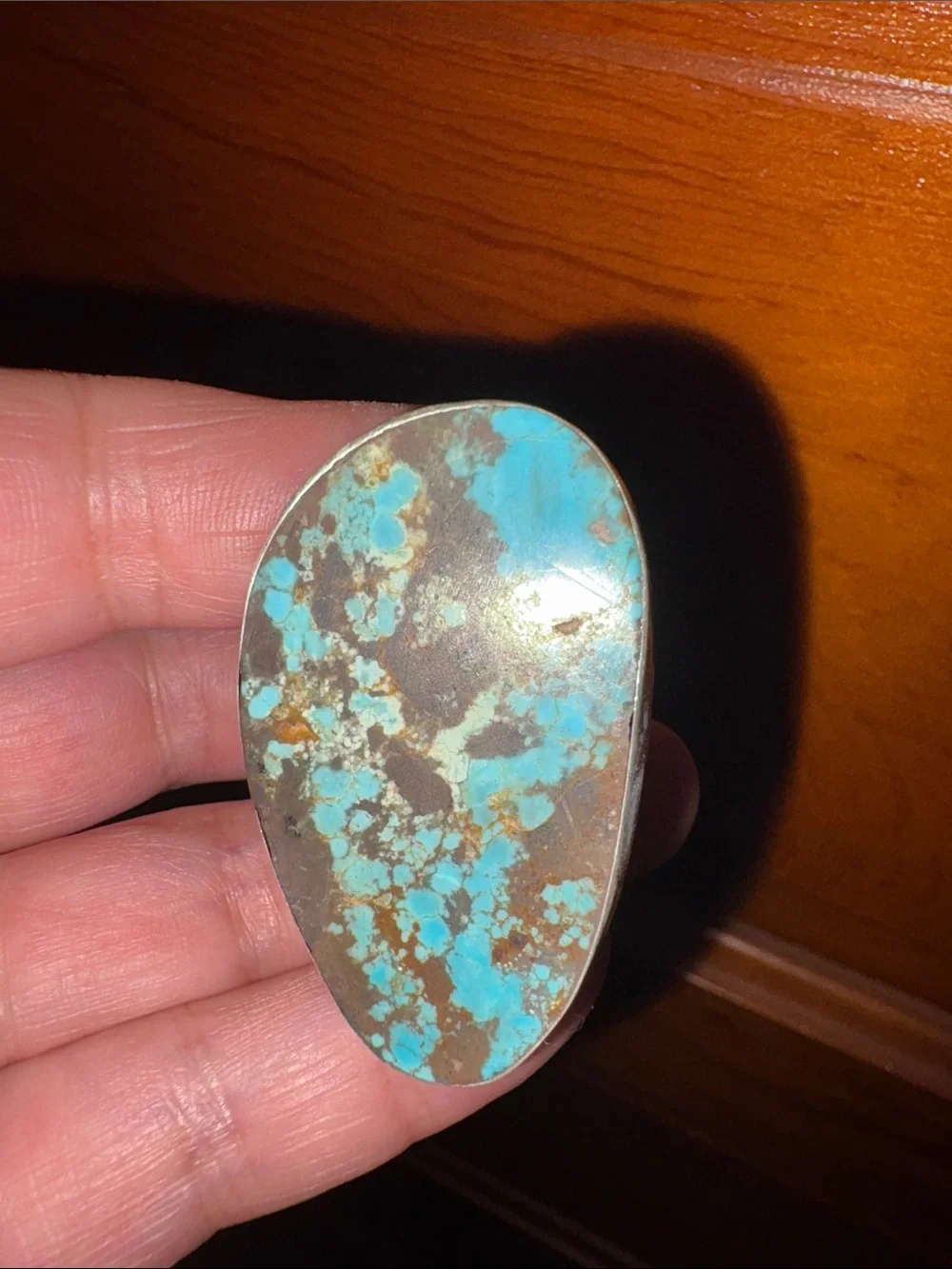 Turquoise Stone Statement Sterling Ring - Blue Brown Natural Matrix Men-Jewelry